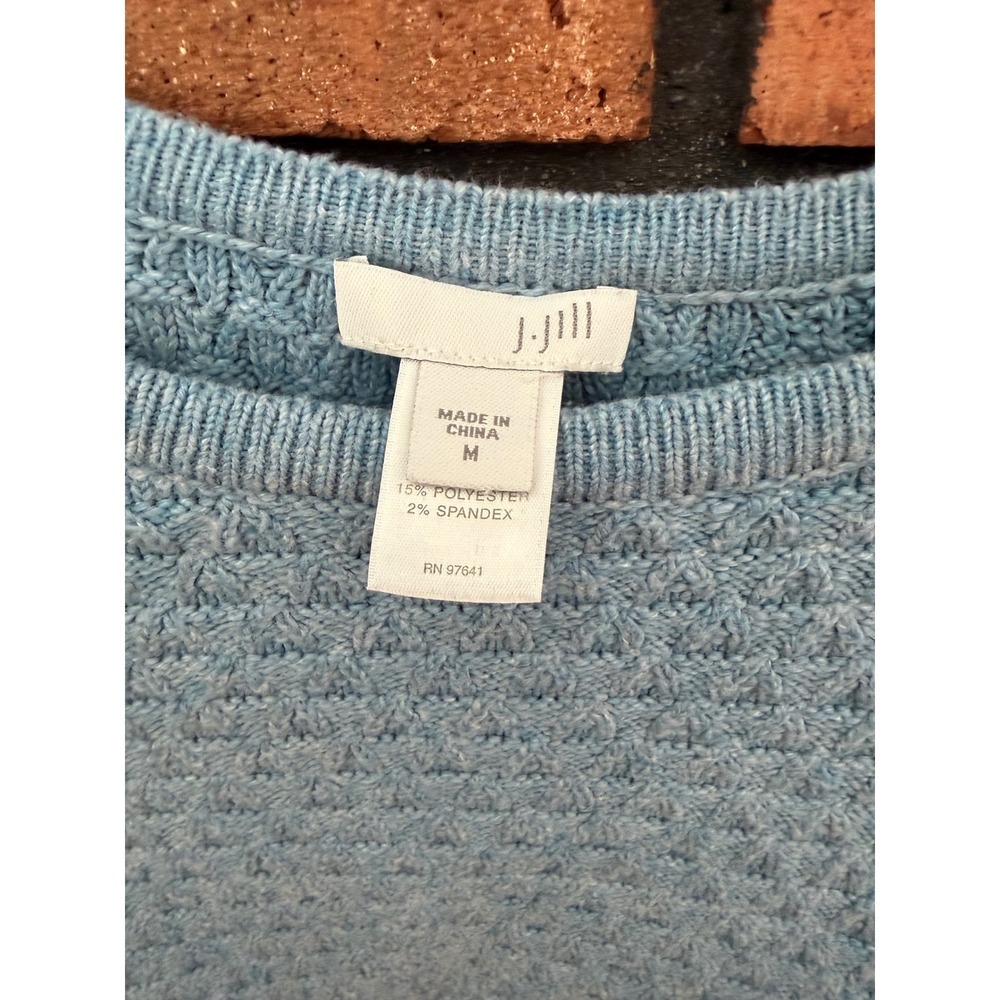 J. Jill Womens Light Blue Textured Knit Button Side Pullover Sweater Medium - Picture 3 of 4